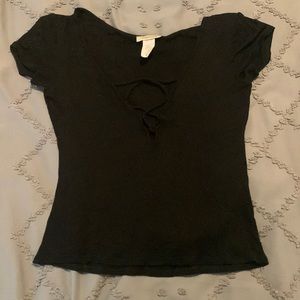 Criss cross open front black top